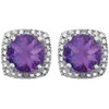 Sterling Silver Amethyst and .015 Carat Diamond Earrings