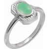 14 Karat White Gold Natural Chrysoprase Cabochon Ring