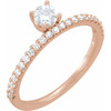 Moissanite Stackable Ring in 14 Karat Rose Gold 4 mm Round  Moissanite and 0.20 Carat Diamonds