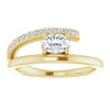 Created Moissanite Ring in 14 Karat Yellow Gold 6x4 mm Oval  Moissanite and 0.12 Carat Diamond Ring