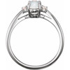 Moonstone Ring in 14 Karat White Gold Rainbow Moonstone & .06 Carat Diamonds