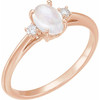 Moonstone Ring in 14 Karat Rose Gold Rainbow Moonstone & .06 Carat Diamonds