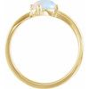 Natural Fire Opal Ring in 14 Karat Yellow Gold Ethiopian Fire Opal and .015 Carat Diamond Bypass Ring