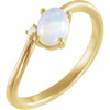 Natural Fire Opal Ring in 14 Karat Yellow Gold Ethiopian Fire Opal and .02 Carat Diamonds