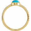 14 Karat Yellow Gold Natural Turquoise and 0.37 Carat Natural Diamond Ring