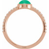 14 Karat Rose Gold Natural Chrysoprase and 0.37 Carat Natural Diamond Ring