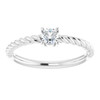 14 Karat White Gold 0.20 Carat Natural Diamond Solitaire Rope Ring