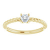 14 Karat Yellow Gold 0.20 Carat Natural Diamond Solitaire Rope Ring