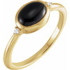 14 Karat Yellow Gold Natural Black Onyx and .03 Carat Natural Diamond Ring