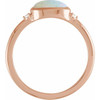 14 Karat Rose Gold Natural White Ethiopian Fire Opal and .03 Carat Natural Diamond Ring