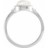 14 Karat White Gold Natural Rainbow Moonstone  and .03 Carat Natural Diamond Ring