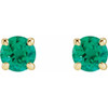 14 Karat Yellow Gold Lab Emerald Earrings