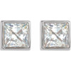 14K White 0.10 Carat Natural Diamond Bezel Set Earrings
