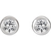 Genuine White Sapphire Bezel Set Earrings in 14 Karat White Gold