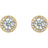 Moissanite Earrings in 14 Karat Yellow Gold 4 mm Round Moissanite and 0.12 Carat Diamond Earrings