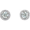 Moissanite Earrings in 14 Karat White Gold 4.5 mm Round Moissanite and 0.16 Carat Diamond Earrings