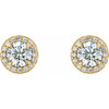 Moissanite Earrings in 14 Karat Yellow Gold 6 mm Round Moissanite and 0.20 Carat Diamond Earrings