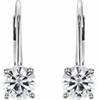 14 Karat White Gold 5mm Round Genuine Charles Colvard Moissanite Earrings