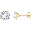 14 Karat Yellow Gold 8mm Round Genuine Charles Colvard Moissanite Earrings