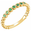 Genuine Emerald Stackable Ring in 14 Karat Yellow Gold