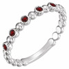 Red Garnet Stackable Ring in 14 Karat White Gold