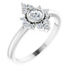 Genuine White Sapphire Ring in Sterling Silver Sapphire and 0.20 Carat Diamonds