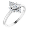 Genuine White Sapphire Ring in Platinum and 0.20 Carat Diamonds