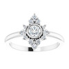 Genuine White Sapphire Ring in Platinum and 0.20 Carat Diamonds