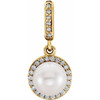 14 Karat Yellow Gold Freshwater Pearl & 0.10 Carat Diamond Pendant