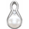 Platinum Freshwater Pearl & .03 Carat Diamond Pendant