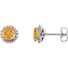 Golden Citrine Earrings in Platinum Citrine and 0.20 Carat Diamond Earrings