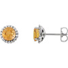 Golden Citrine Earrings in Sterling Silver Citrine and 0.20 Carat Diamond Earrings