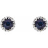 14 Karat White Gold Blue Sapphire Earrings and 0.17 Carat Diamonds