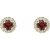 Red Garnet Earrings in 14 Karat Yellow Gold Mozambique Garnet and 0.12 Carat Diamond Earrings