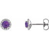 Genuine Amethyst Earrings in Sterling Silver Amethyst and 0.12 Carat Diamond Earrings