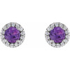 Genuine Amethyst Earrings in Sterling Silver Amethyst and 0.12 Carat Diamond Earrings