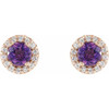 Genuine Amethyst Earrings in 14 Karat Rose Gold Amethyst and 0.12 Carat Diamond Earrings