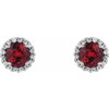 Created Ruby Earrings in 14 Karat White Gold Created Ruby and 0.12 Carat Diamond Earrings