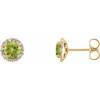 Peridot Earrings in 14 Karat Yellow Gold and 0.12 Carat Diamonds
