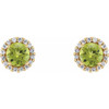 Peridot Earrings in 14 Karat Yellow Gold and 0.12 Carat Diamonds