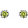 Peridot Earrings in Platinum and 0.12 Carat Diamonds