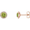 Peridot Earrings in 14 Karat Rose Gold and 0.12 Carat Diamonds