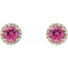 Pink Tourmaline Earrings in 14 Karat Rose Gold Pink Tourmaline and 0.12 Carat Diamonds