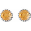 Golden Citrine Earrings in Platinum Citrine and 0.12 Carat Diamond Earrings