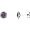 Lab Grown Alexandrite Earrings in 14 Karat White Gold and 0.16 Carat Diamonds