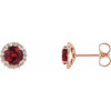 Genuine Ruby Earrings in 14 Karat Rose Gold Ruby and 0.16 Carat Diamond Earrings