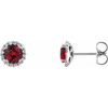 Created Ruby Earrings in Platinum  Created Ruby and 0.16 Carat Diamond Earrings