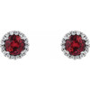 Created Ruby Earrings in Sterling Silver  Created Ruby and 0.16 Carat Diamond Earrings