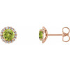 Peridot Earrings in 14 Karat Rose Gold and 0.16 Carat Diamonds