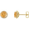 Golden Citrine Earrings in 14 Karat Yellow Gold Citrine and 0.16 Carat Diamond Earrings